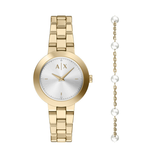 Zestaw zegarek i bransoletka Armani Exchange Jackie  AX7185SET Złoty -