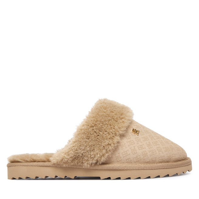 Kapcie Tommy Hilfiger Th Premium Shearling Shoes FW0FW09947 Beżowy - kobiece