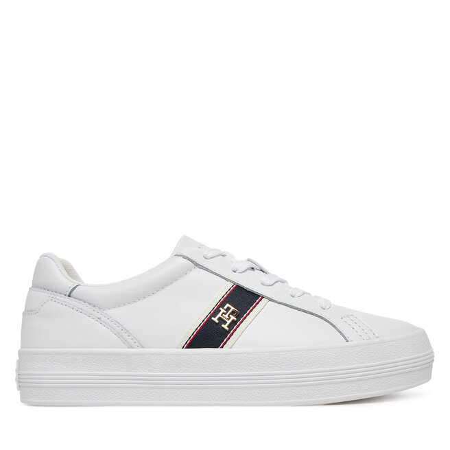 Sneakersy Tommy Hilfiger Vulc Webbing Sneaker FW0FW08903 Biały - kobiece
