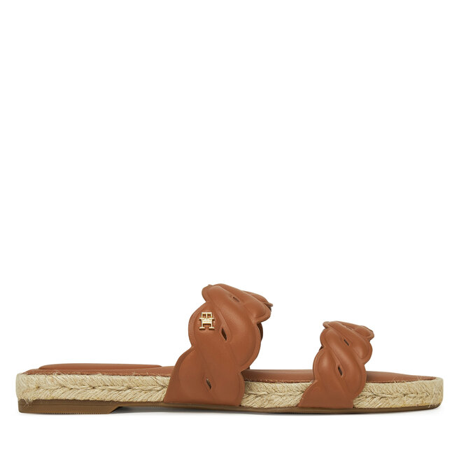 Espadryle Tommy Hilfiger Leather Rope Espadrille Mule FW0FW08503 Brązowy - kobiece