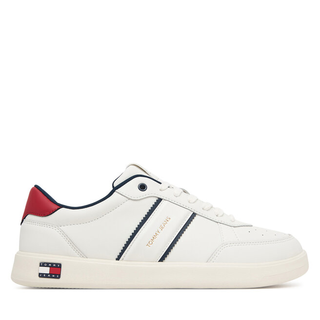 Sneakersy Tommy Jeans Lightweight Flag Leather Court EM0EM01758 Biały - męskie