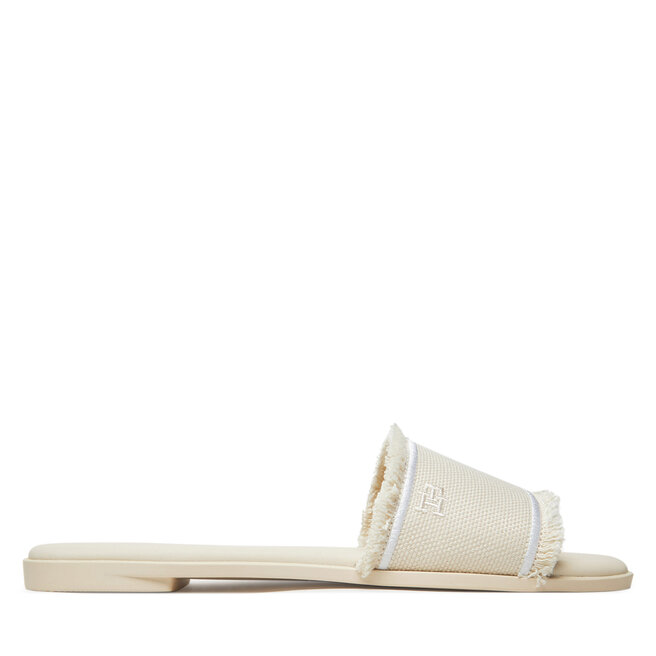 Klapki Tommy Hilfiger Fringe Canvas Flat Sandal FW0FW08908 Beżowy -