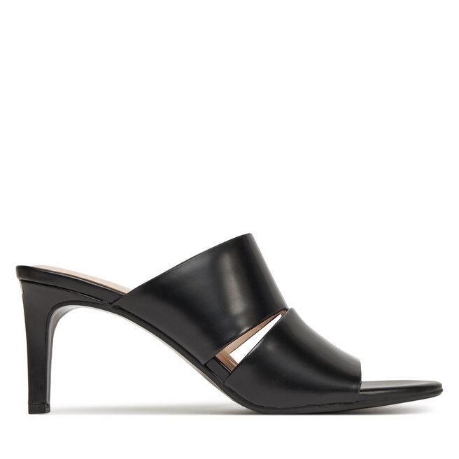 Klapki Calvin Klein Heel Mule 70 - Lth 2 Straps HW0HW02460 Czarny -