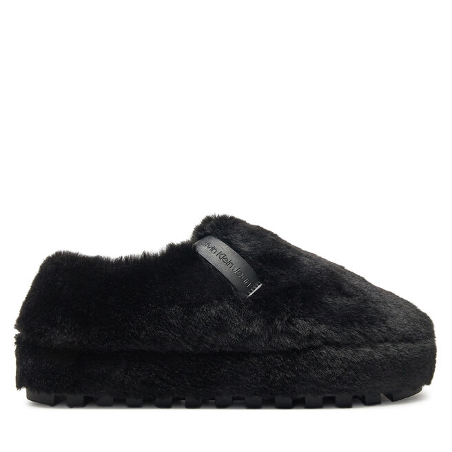 Kapcie Calvin Klein Jeans Home Anke Slipper Wn Fur YW0YW01596 Czarny - kobiece