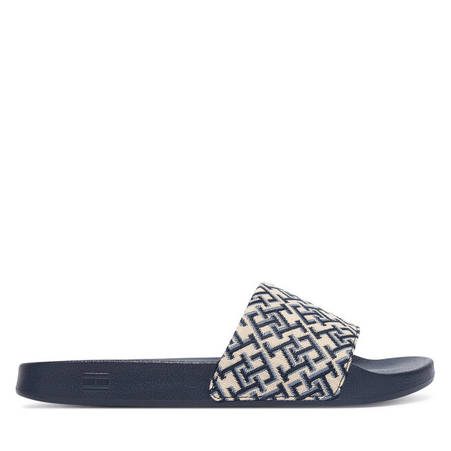 Klapki Tommy Hilfiger Monogram Pool Slide FW0FW09423 Granatowy -