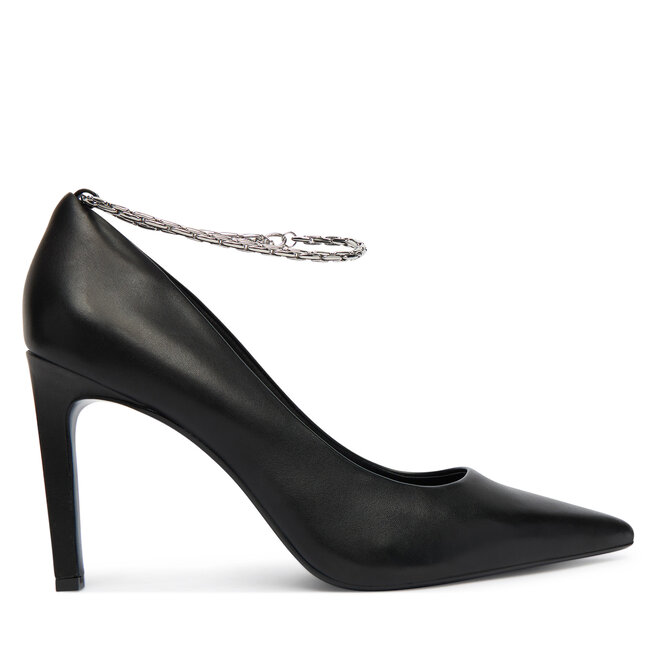 Szpilki Calvin Klein Ess Stiletto Hdw Chain Lth 90 HW0HW02718 Czarny - kobiece