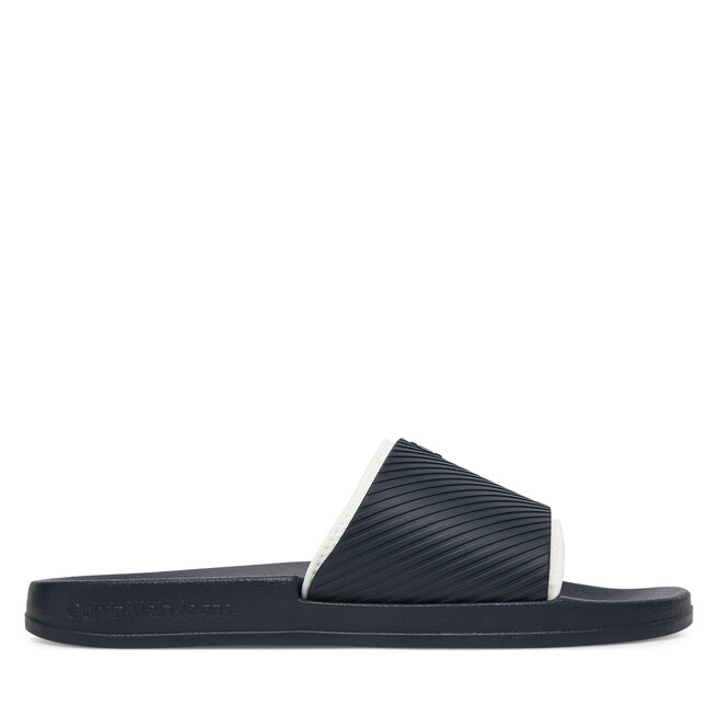 Klapki Calvin Klein Jeans Slide Rubber Neoprene Text YM0YM01234 Granatowy -