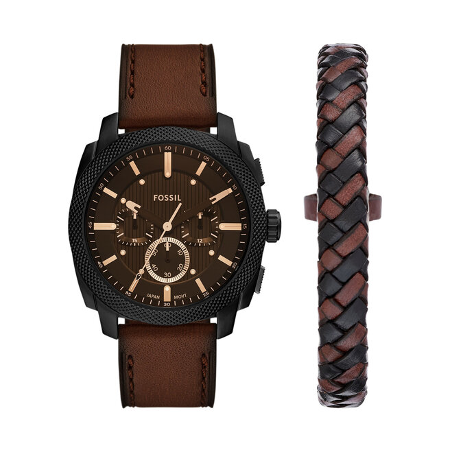 Zestaw zegarek i bransoletka Fossil Machine Chronograph FS6102SET Brązowy -