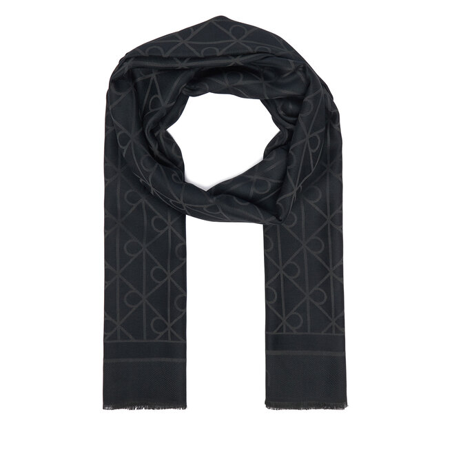 Szal Calvin Klein Emblem Aop Glossy Tonal Scarf LV04F8096G Czarny -