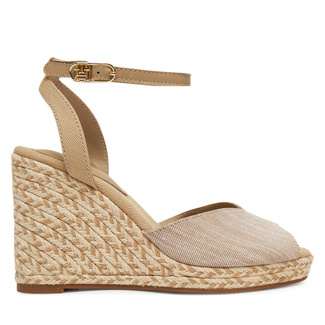 Espadryle Tommy Hilfiger Chambray High Wedge Espadrille FW0FW08588 Beżowy - kobiece