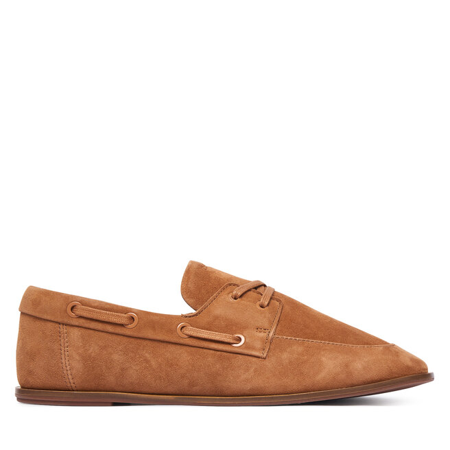 Półbuty Calvin Klein Ess Boatshoe Suede HW0HW03290 Brązowy - kobiece