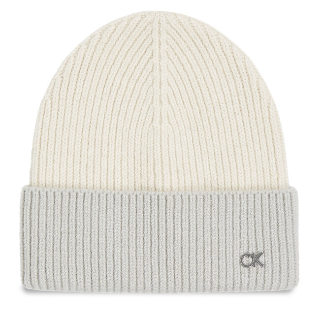 Czapka Calvin Klein Metal Two-Tone Chunky K60K612598 Kremowy -