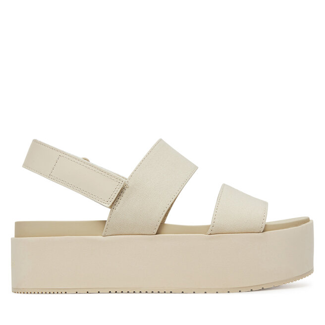 Sandały Calvin Klein Jeans Flatform Sandal Sling In YW0YW01788 Écru - kobiece