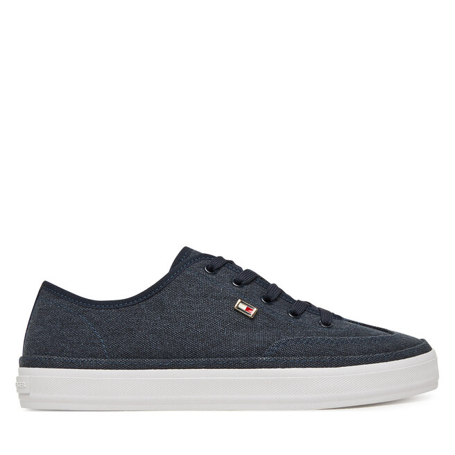 Sneakersy Tommy Hilfiger Washed Canvas Vulc Sneaker FW0FW08894 Granatowy - kobiece