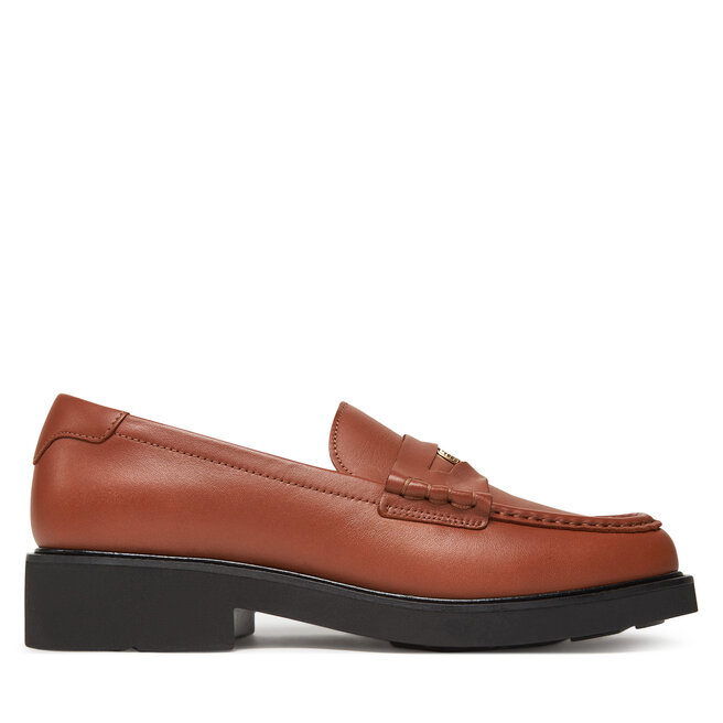 Mokasyny Tommy Hilfiger Crest Squarish Toe Penny Loafer FW0FW08633 Brązowy -