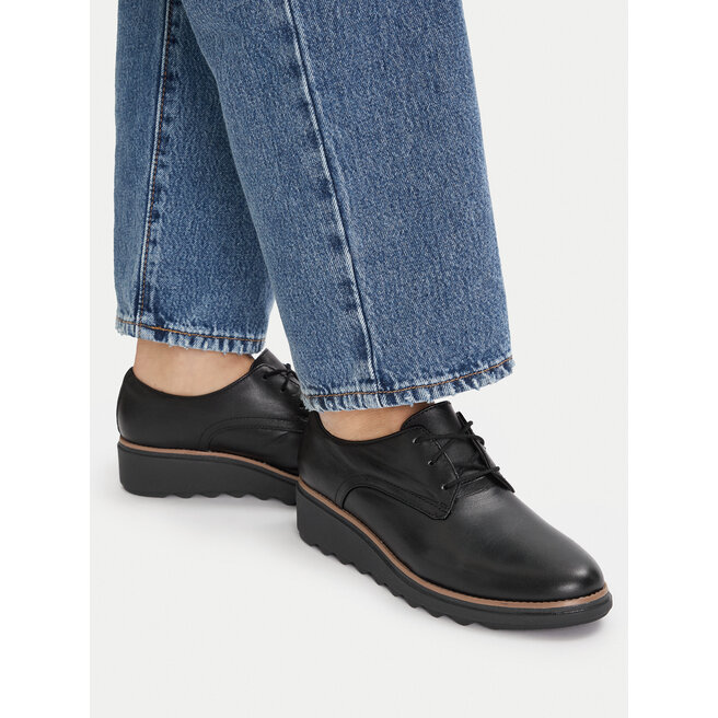 Oxfordy Clarks Sharon Rae 261754164 Czarny - kobiece