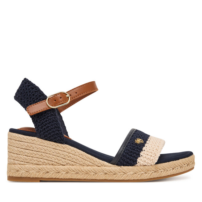 Espadryle Tommy Hilfiger Mid Espad Wedge Crochet FW0FW09516 Granatowy - kobiece