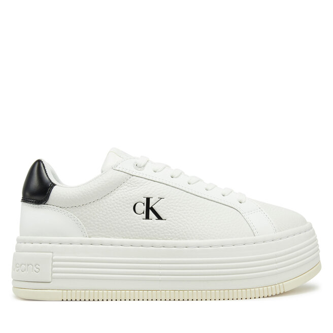 Sneakersy Calvin Klein Jeans Bold Flatf Low Lace Mg YW0YW01766 Biały - kobiece