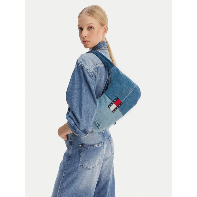 Torebka Tommy Jeans Tjw Denim Patchwork Shoulder Bag AW0AW18471 Niebieski -