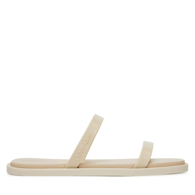 Klapki Calvin Klein Double Bar Slide - Jelly HW0HW02417 Écru -