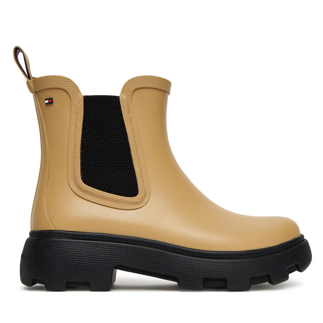 Kalosze Tommy Hilfiger Rubber Flag Cleated FW0FW08637 Brązowy - kobiece