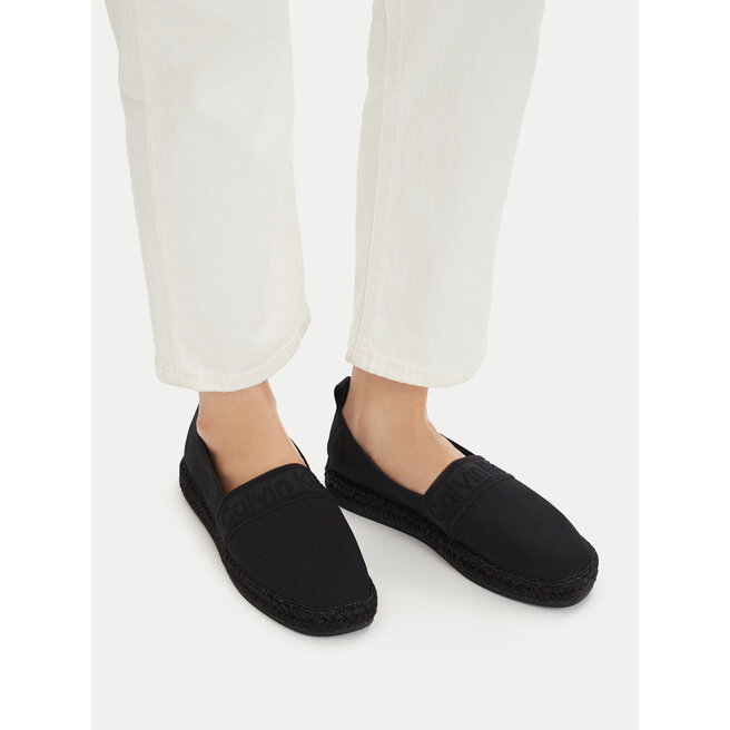 Espadryle Calvin Klein Oblique Espadrille Webbing HW0HW02934 Czarny - kobiece