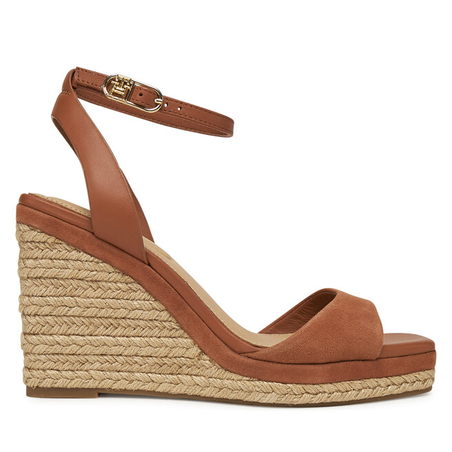 Espadryle Tommy Hilfiger Leather & Suede High Wedge Espad FW0FW08803 Brązowy - kobiece