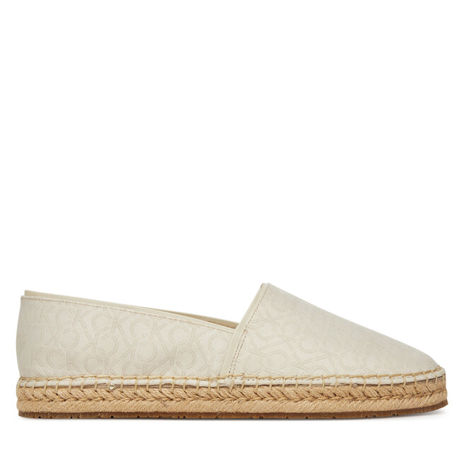 Espadryle Calvin Klein Flat Espadrille - Jacq HW0HW02467 Écru - kobiece