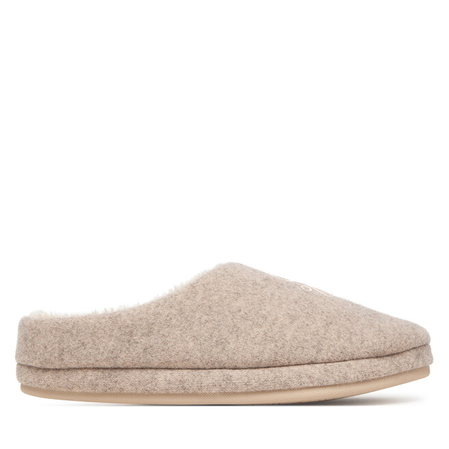 Kapcie Tommy Hilfiger Th House Shoe Flannel FW0FW09699 Beżowy - kobiece