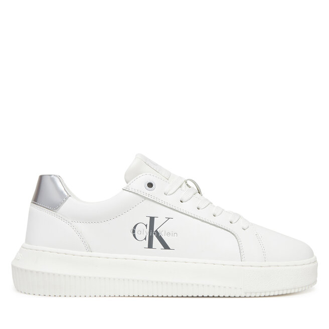 Sneakersy Calvin Klein Jeans Chunky Cupsole Lth Silver YW0YW01876 Biały - kobiece