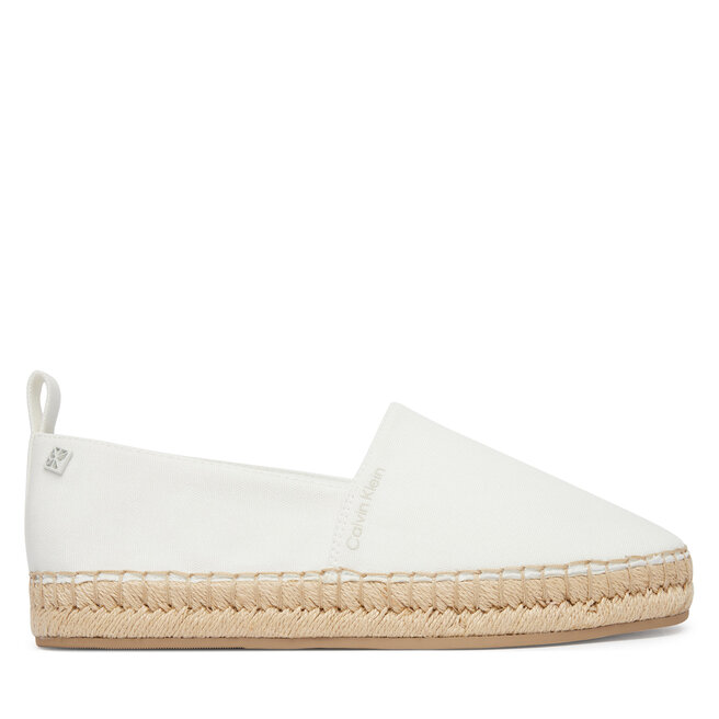 Espadryle Calvin Klein Oblique Espadrille Canvas HW0HW02931 Biały - kobiece