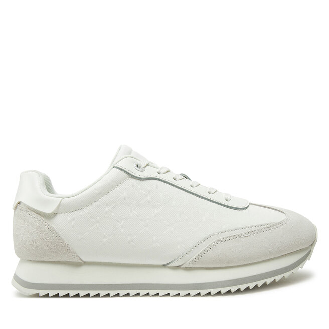 Sneakersy Calvin Klein Runner Lace Up - Mono Mix HW0HW02294 Biały - kobiece