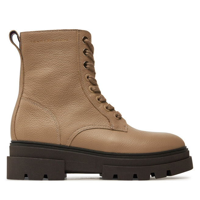 Trzewiki Tommy Hilfiger Bicolor Leather Lace-Up FW0FW08160 Beżowy - kobiece