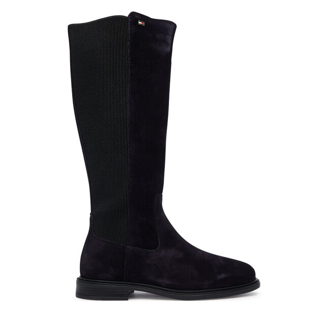 Kozaki Tommy Hilfiger Enamel Flag Suede High Chelsea FW0FW09574 Granatowy - kobiece