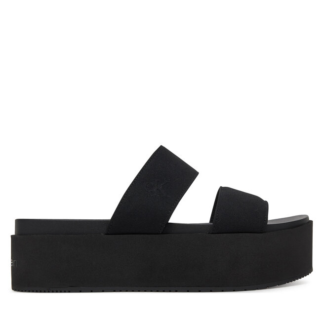 Klapki Calvin Klein Jeans Flatform Sandal Webbing In YW0YW01789 Czarny -