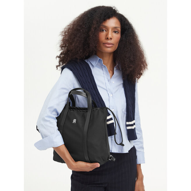 Plecak Tommy Hilfiger Th Soft Nylon Tote/Backpack AW0AW19029 Czarny -