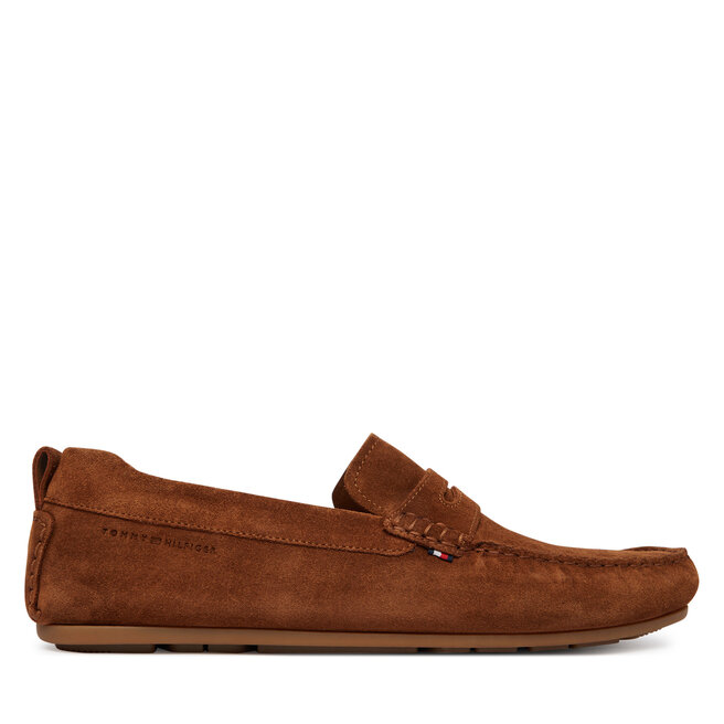 Mokasyny Tommy Hilfiger Core Hilfiegr Suede Driver FM0FM05789 Écru -