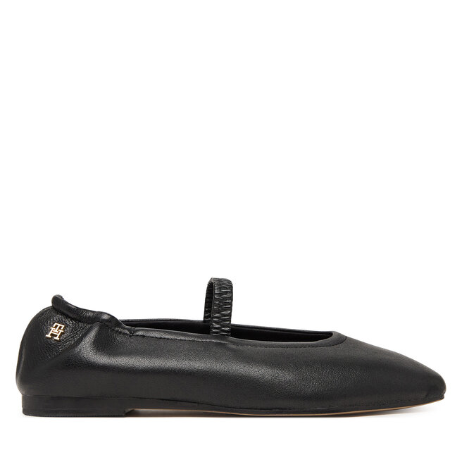 Baleriny Tommy Hilfiger Soft Leather Ellastic Ballerina FW0FW09245 Czarny -