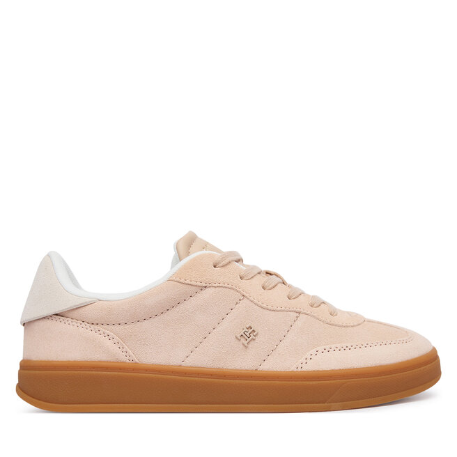 Sneakersy Tommy Hilfiger Th Monogram Plaque Suede Trainers FW0FW09180 Różowy - kobiece
