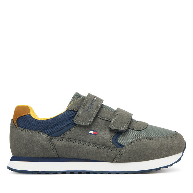 Sneakersy Tommy Hilfiger Low Cut Velcro Sneaker T1X9-35253-1960 S Zielony - chłopięce