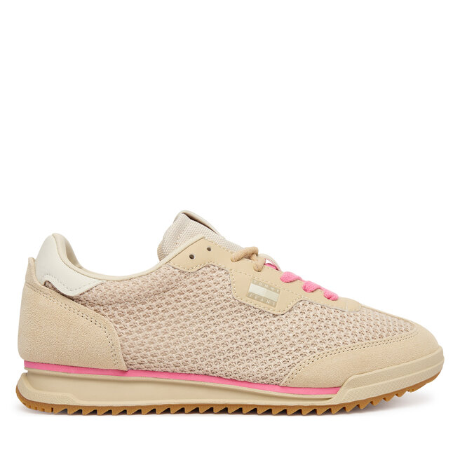Sneakersy Tommy Jeans Tjw Low Profile Runner Knit EN0EN02992 Beżowy - kobiece