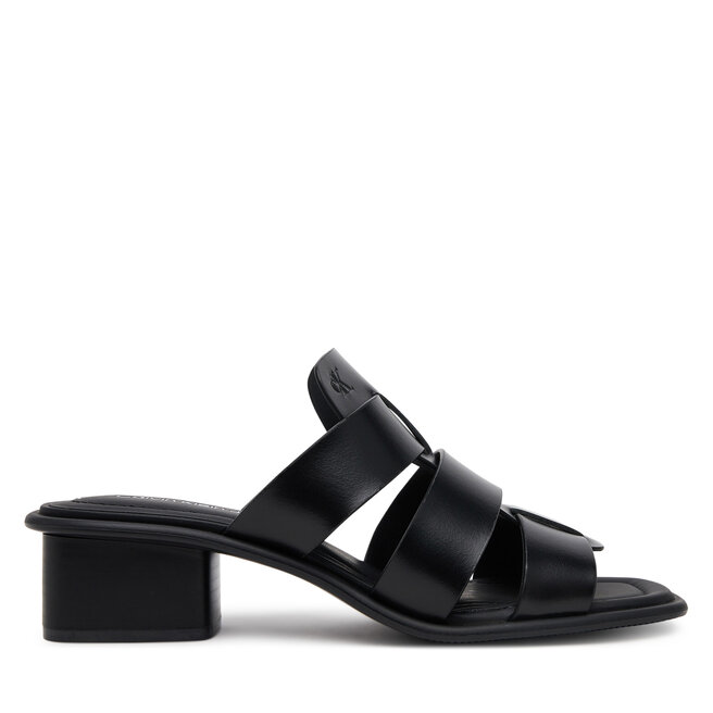 Klapki Calvin Klein Jeans Heel Square Mg Lth YW0YW01702 Czarny -