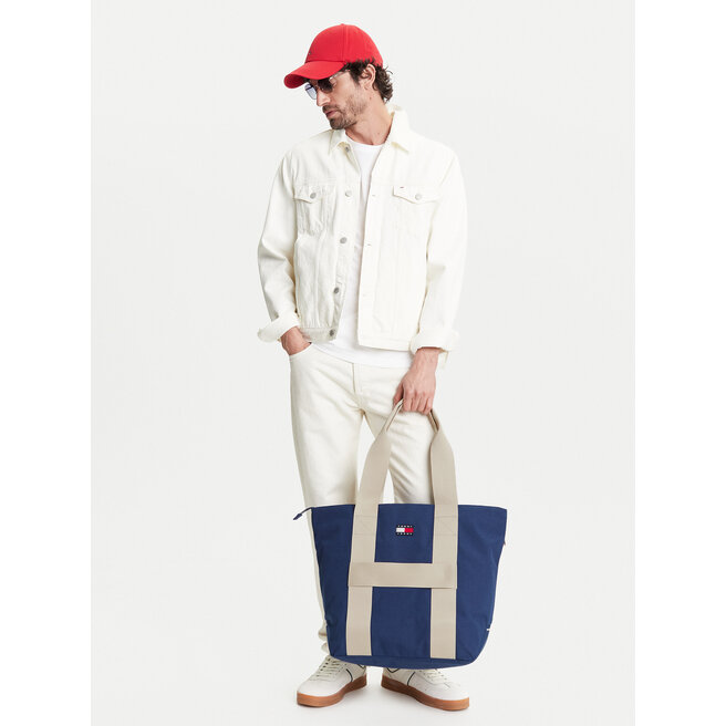 Torba Tommy Jeans Tjm Retro Cool Tote AM0AM13278 Granatowy -