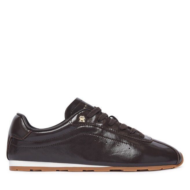 Sneakersy Tommy Hilfiger Bella Sneaker Leather FW0FW09495 Brązowy - kobiece