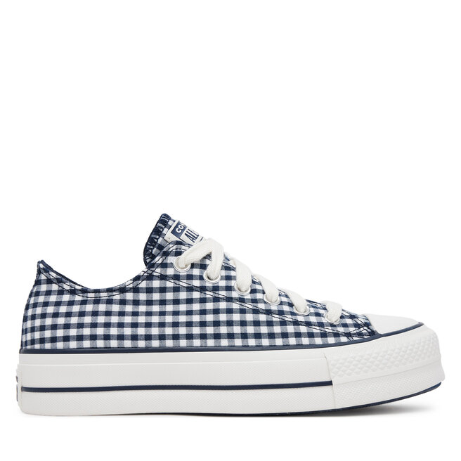Trampki Converse Chuck Taylor All Star Lift Platform Gingham A13664C Granatowy - kobiece
