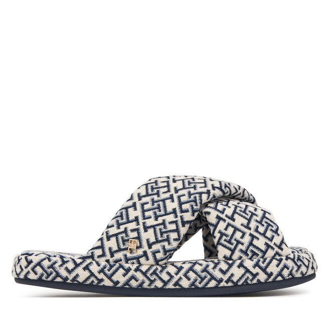 Kapcie Tommy Hilfiger Th Feminine House Shoes Monogram FW0FW09631 Kremowy - kobiece