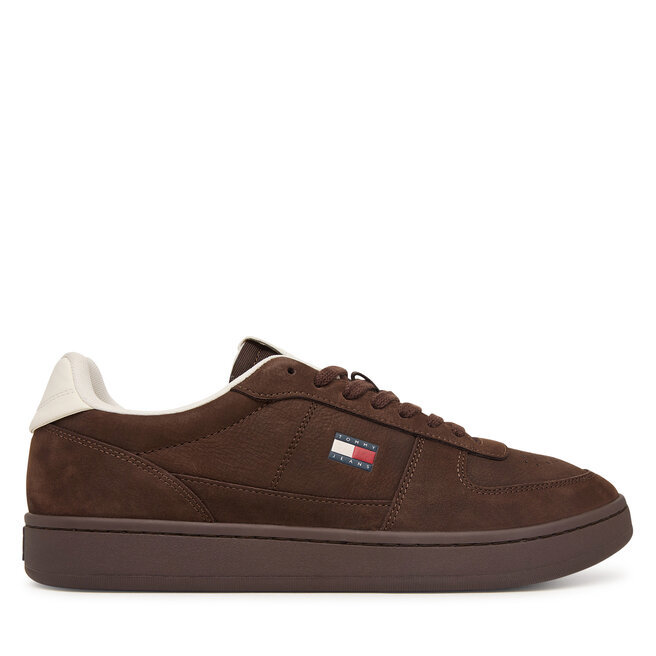 Sneakersy Tommy Jeans Archive 98' Nubuck Court EM0EM01788 Brązowy ciemny - męskie