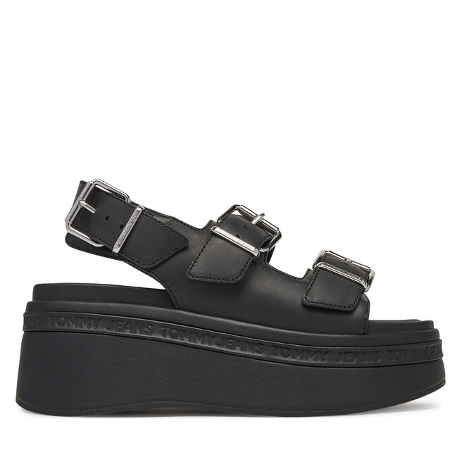 Sandały Tommy Jeans Tjw Wedge Sandal EN0EN02774 Czarny - kobiece