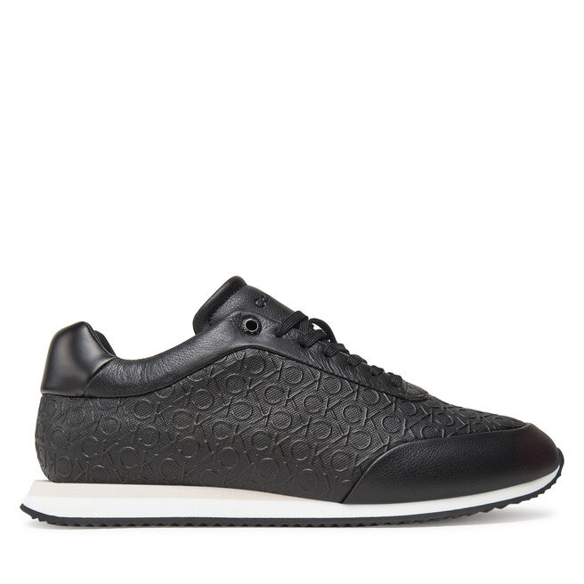Sneakersy Calvin Klein Runner Lace Up Mono Pu HW0HW02574 Czarny - kobiece