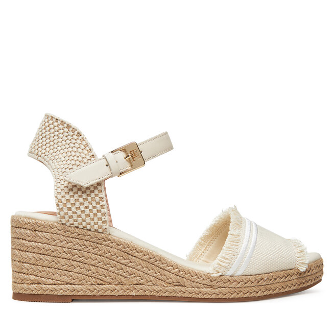 Espadryle Tommy Hilfiger Fringe Canvas Medium Wedge FW0FW08879 Beżowy - kobiece